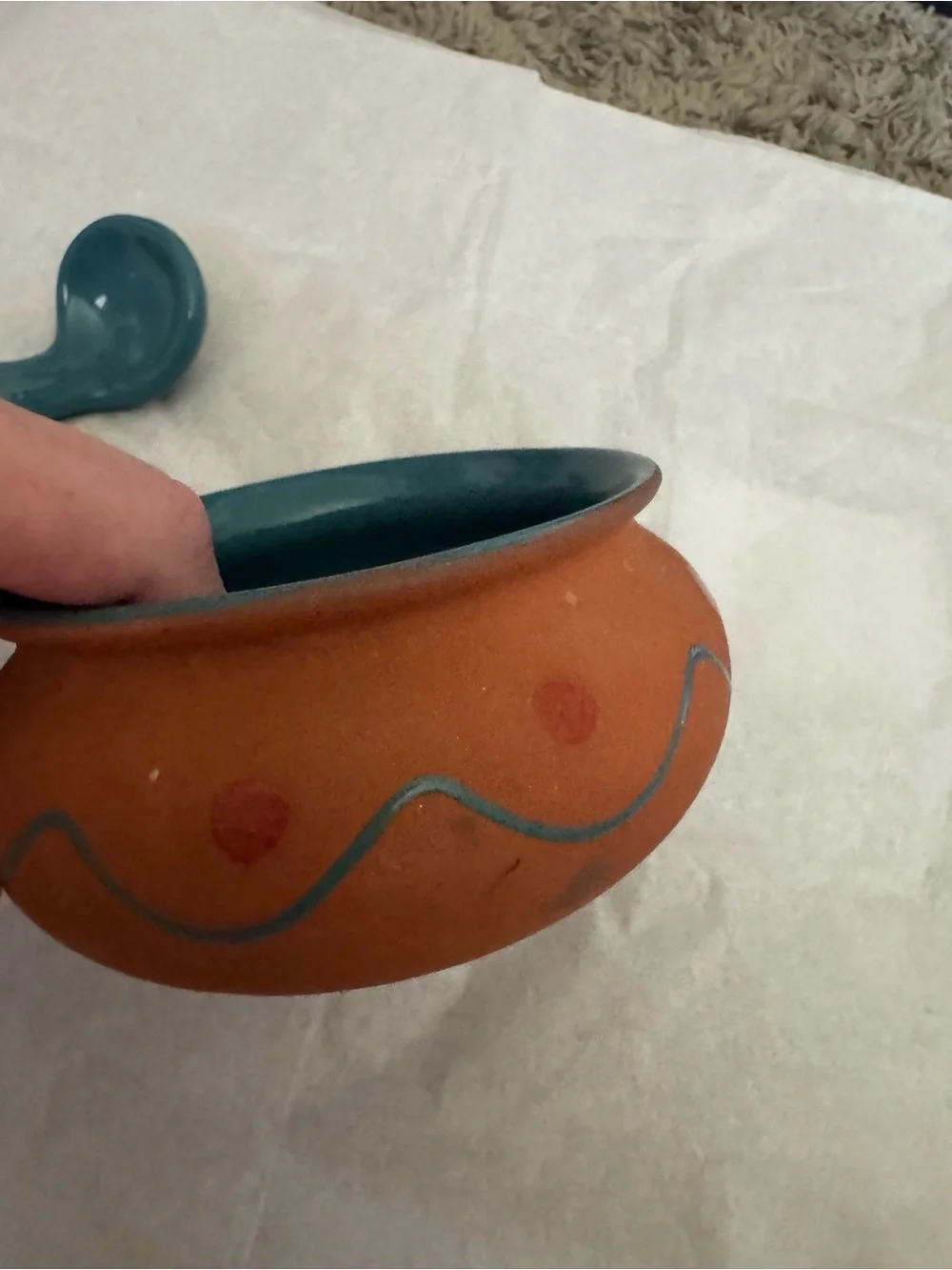 Vintage Himark Portugal Terracotta Salsa Bowl with Ladle